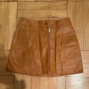 Free People Tan Leather Skirt